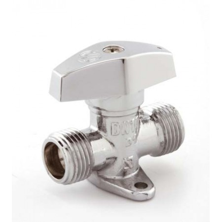 Válvula de aparato gas cromada macho-macho de 3/4" PN5 con patas V83