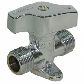 Válvula de aparato gas cromada macho-macho de 1/2" PN5 con patas V82