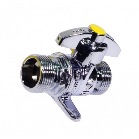 Válvula de aparato gas cromada macho-macho de 3/4" PN5 con patas
