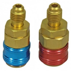 Conjunto de 2 conexiones rápidas para R134a de 3/8" en baja y alta