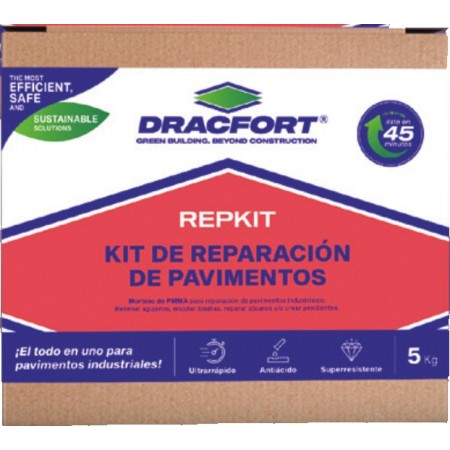 KIT DE MORTERO PARA REPARACION DE PAVIMENTOS INDUSTRIALES FRIGORÍFICOS Y SANITARIOS DRACFORT REPKIT