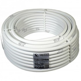 Rollo 25 metros Tubo PVC flexible espiral blanco Ø16/20mm para desagües