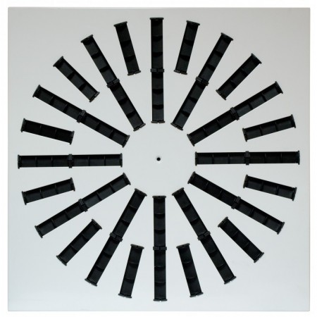 Difusor rotacional cuadrado de 36 aletas orientables ESCOCLIMA XN-600-36 lacado blanco