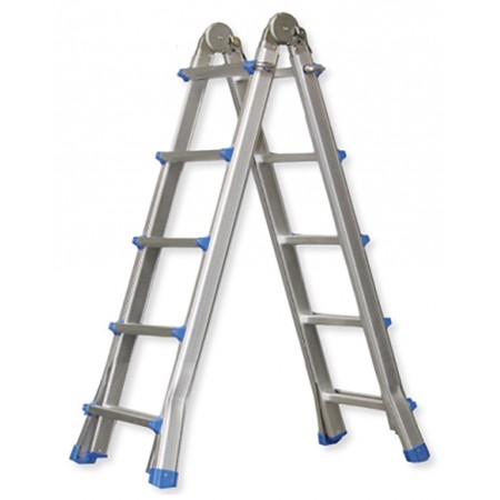 Escalera tijera multiusos telescópica de aluminio 4x5 peldaños MERCATOOLS
