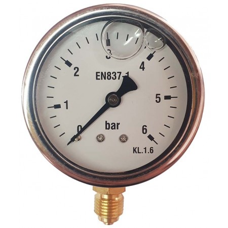 Manómetro glicerina Ø63mm vertical 1/4" 0 a 6bar