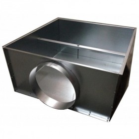 Plenum de chapa galvaniza para difusor rotacional ESCOCLIMA XN-600 con embocadura lateral Ø250