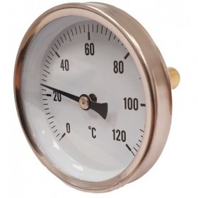 Termómetro bimetalico Ø63mm horizontal con vaina 1/2"x50mm 0 a 120ºC