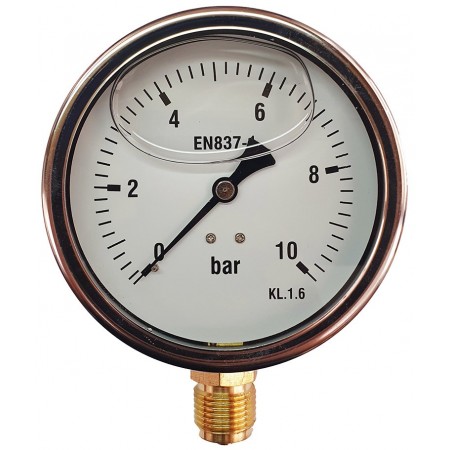Manómetro glicerina Ø100mm vertical 1/2" 0 a 10bar