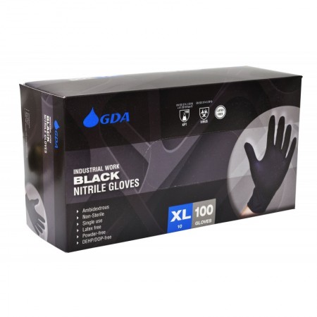Caja 100 uds Guantes industriales GDA BLACK NITRILE talla XL