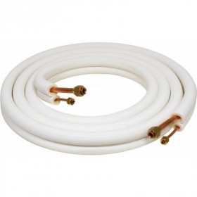 Rollo 5 metros cobre doble aislado 1/4"-1/2" 0.8mm abocardado