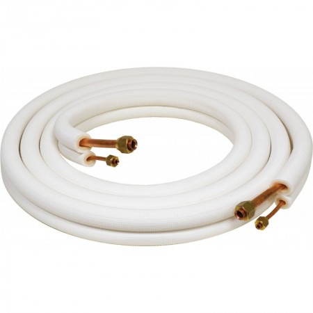 Rollo 5 metros cobre doble aislado 1/4"-1/2" 0.8mm abocardado