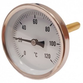Termómetro bimetalico Ø63mm horizontal con vaina 1/2"x100mm 0 a 120ºC