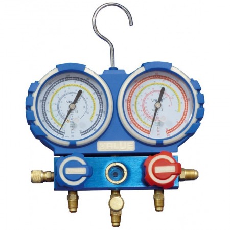 Maleta con analizador de 2 vías antichoque VMG-2-R410A con mangueras de 5m para R410A. R407C. R22 y R134a