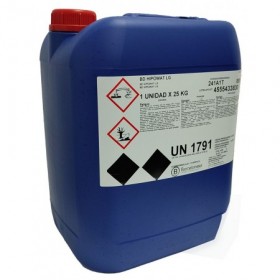 Bidón 25kg Hipoclorito sódico al 15% con certificado