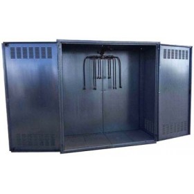 Caseta chapa galvanizada marca LAPESA para equipo de seis botellas industriales de GLP I-350. Medidas 2090 x 1400 x 700mm