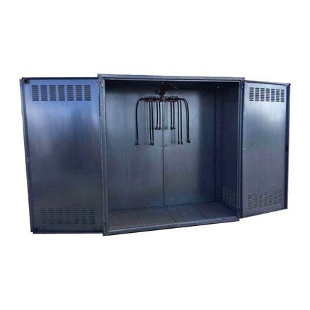 Caseta chapa galvanizada marca LAPESA para equipo de seis botellas industriales de GLP I-350. Medidas 2090 x 1400 x 700mm