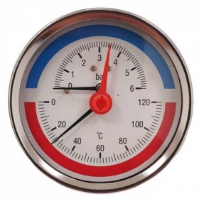 Termomanómetro Ø80mm horizontal 1/2" 0 a 6bar 0 a 120ºC