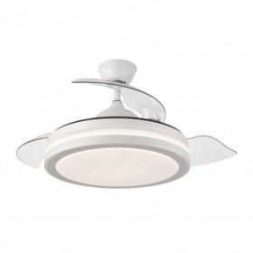 Ventilador de techo blanco 3 aspas desplegables con luz y mando FABRILAMP ESPARTA Ø110cm