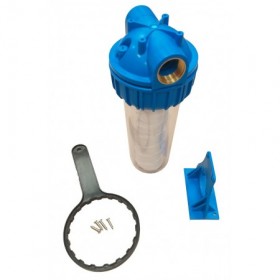 Pack Filtro agua 3 piezas SEIWATER 10" 3/4" con cartucho filtrante 20µm. soporte y llave