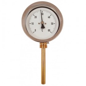Termómetro bimetalico Ø80mm vertical con  vaina 1/2"x100mm 0 a 60 ºC