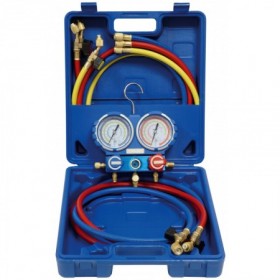 Maleta con analizador de 2 vías antichoque VMG-2-R134a con mangueras de 3m y válvula de corte para R134A. R22. R404A y R407C