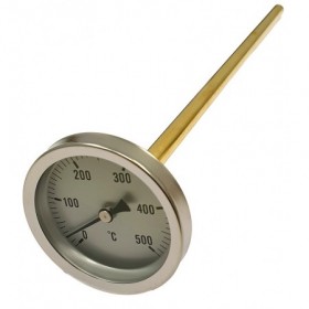 Termómetro bimetalico Ø63mm horizontal con vaina 1/2"x300mm 0 a 500ºC