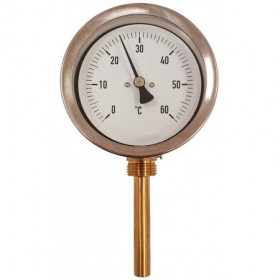 Termómetro bimetalico Ø80mm vertical con  vaina 1/2"x75mm 0 a 60 ºC