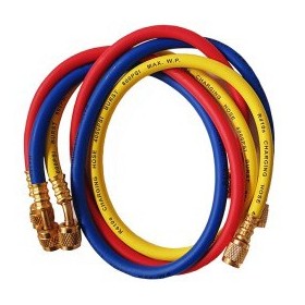 Juego de 3 mangueras para todos los refrigerantes de 1500mm con válvula de bola de 1/4"