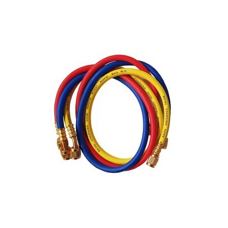 Juego de 3 mangueras para todos los refrigerantes de 1500mm con válvula de bola de 1/4"
