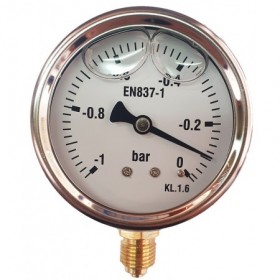 Vacuómetro glicerina Ø63mm vertical 1/4" -1 a 0 bar