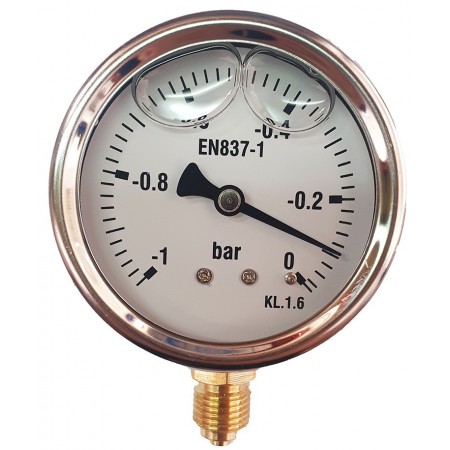 Vacuómetro glicerina Ø63mm vertical 1/4" -1 a 0 bar