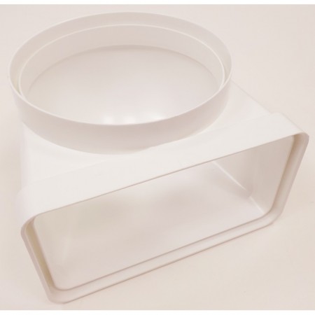 Cambio seccion 90º 90x180mm a Ø150mm PVC BLANCO
