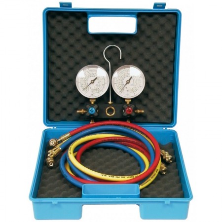 Maleta de analizador de 2 vías ESC-2000/3 para R404A. R134a y R407C y juego de 3 mangueras incluído