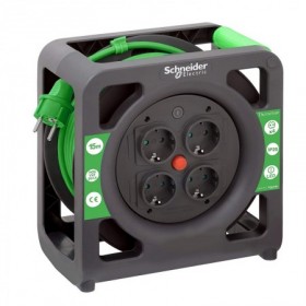 Enrollacable doméstico 15 m 4 tomas COMPACT SCHNEIDER sección 3x1.5mm²