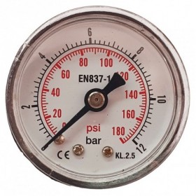 Manómetro Ø40mm horizontal 1/8" 0 a 12bar/psi