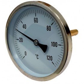 Termómetro bimetalico Ø100mm horizontal con vaina 1/2"x100mm 0 a 120ºC