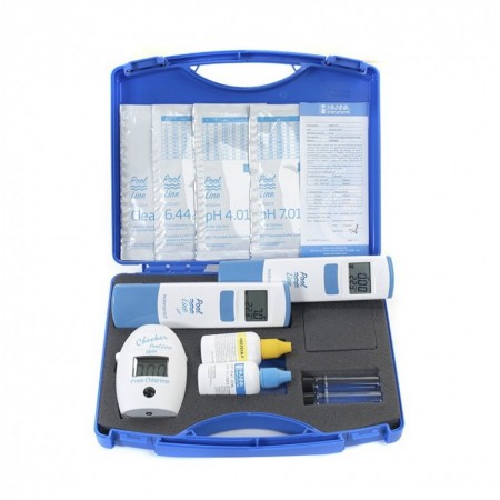 Maletín electrólisis salina con cloro libre. TDS . temperatura y pH HANNA HI7014 + HI983024 + HI981074
