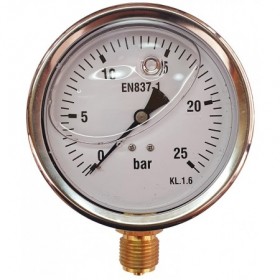 Manómetro glicerina Ø100mm vertical 1/2" 0 a 25bar