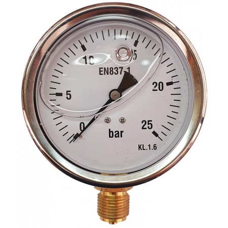 Manómetro glicerina Ø100mm vertical 1/2" 0 a 25bar
