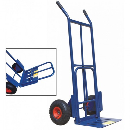Carretilla de transporte manual industrial de acero con doble pala y ruedas neumáticas MERCATOOLS 250kg