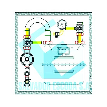 Armario  MPB para G25 en FIG I de membrana Ps: 150 mbar Q: 40 Nm3/h con máx. y min. MERCAGAS A25NGB