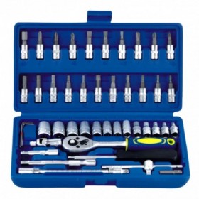 Estuche 46 piezas Llaves de vaso. carraca y puntas destornillador 1/4" MERCATOOLS MT 46 PIEZAS
