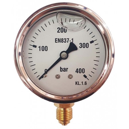 Manómetro glicerina Ø63mm vertical 1/4" 0 a 400bar