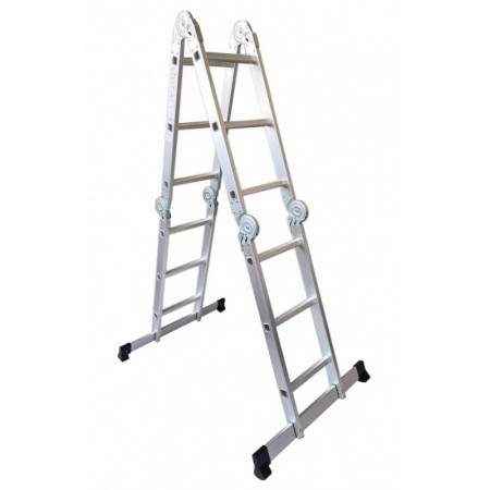 Escalera multiusos con plataforma de aluminio 3x4 peldaños MERCATOOLS
