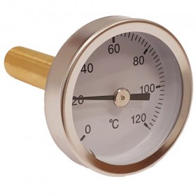 Termómetro bimetalico Ø42mm horizontal con vaina 1/2"x50mm 0 a 120ºC