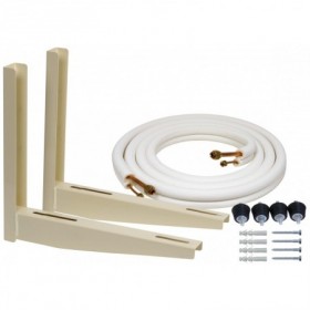 Kit instalación formado por rollo cobre aislado abocardado 3m 3/8"-5/8". soporte 150kg. antivibradores