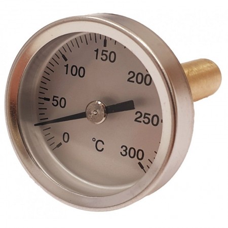 Termómetro bimetalico Ø42mm horizontal con vaina 1/2"x50mm 0 a 300ºC