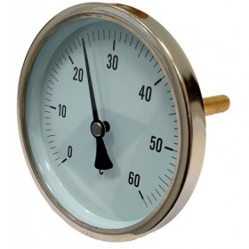 Termómetro bimetalico Ø100mm horizontal con vaina 1/2"x100mm 0 a 60ºC
