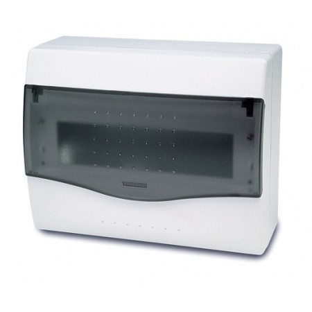 Caja distribución eléctrica de superficie puerta transparente 10 módulos VOLTIMERC NV IP40