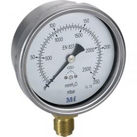 VENTOMETRO 60 MM. VERTICAL 1/4"GAS 0-600 MBAR/ 6000 MMH2O KL1.6%